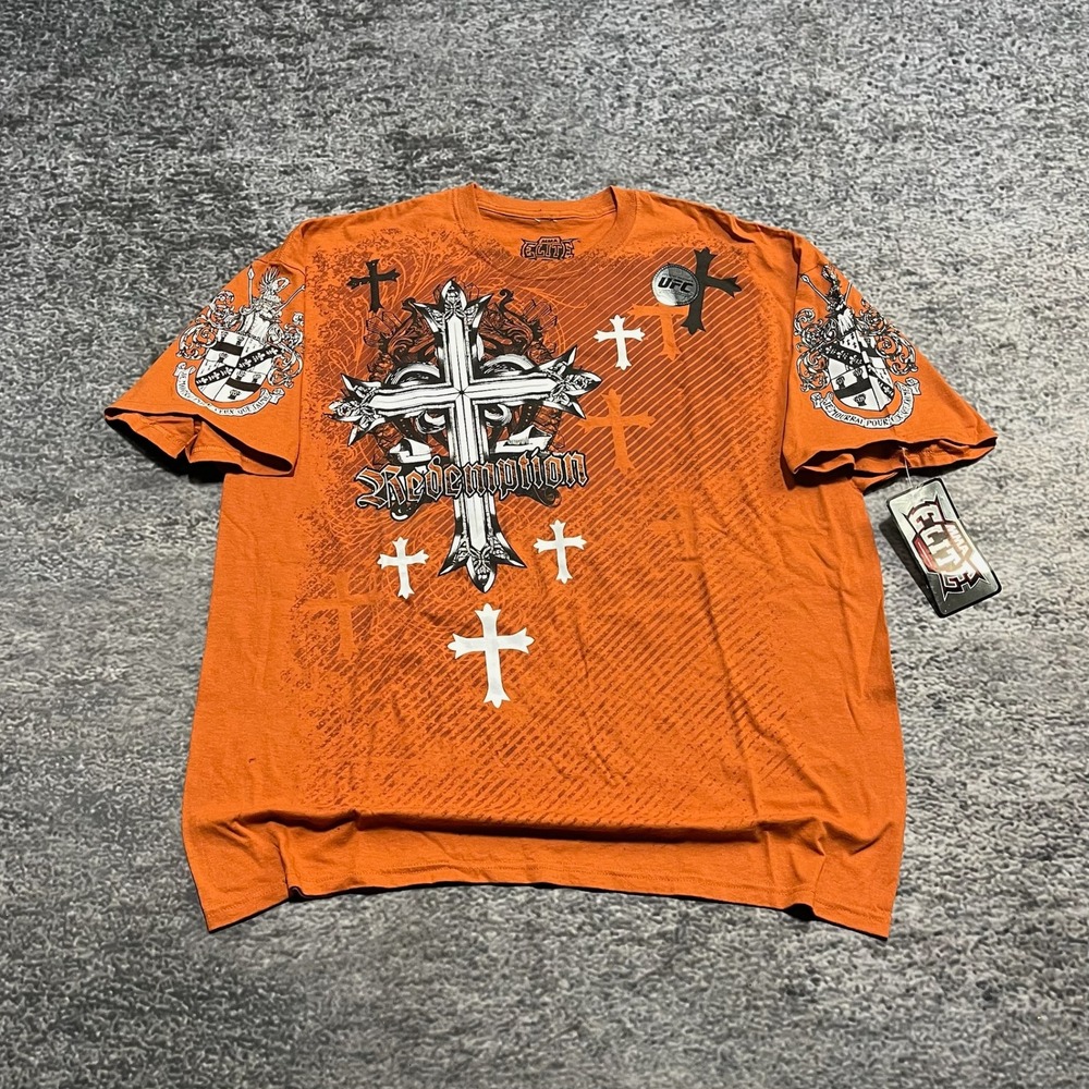 NWT MMA Elite T Shirt Mens XXL‎ Orange Cross Grunge Jesse Pinkman Y2K